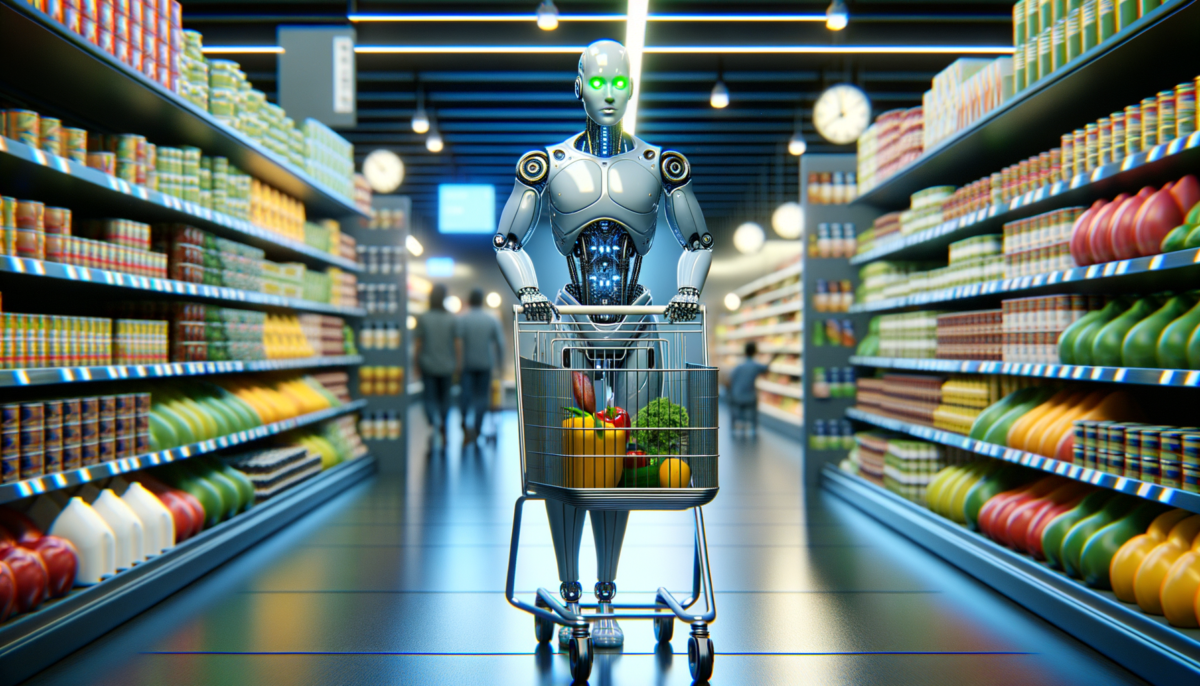 Android-Robot-Pushing-grocery-store-shopping-cart